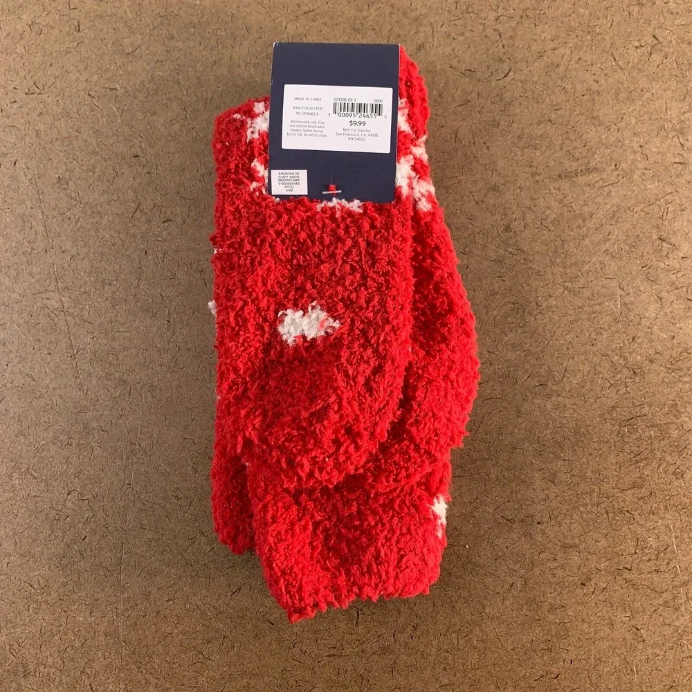 GAP Women's One Size Red‎ Snowflake Cozy Crew Socks 1 Pair NWT